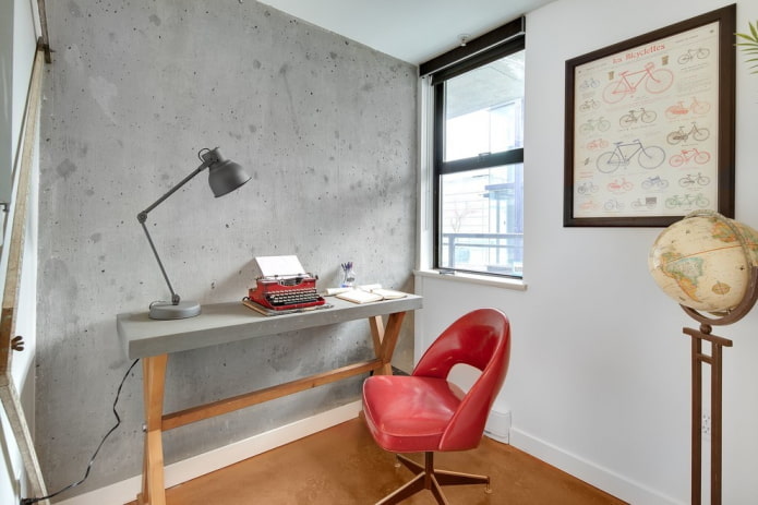 pagsusulat ng desk sa interior na may istilong loft