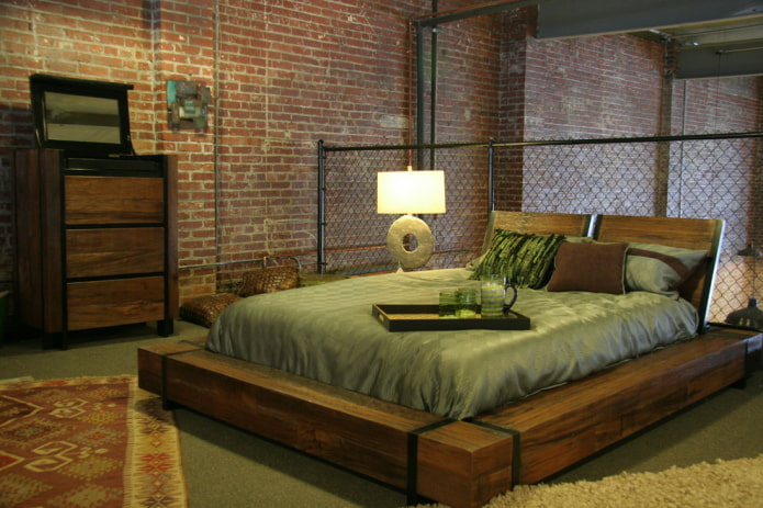 cama de madera estilo loft