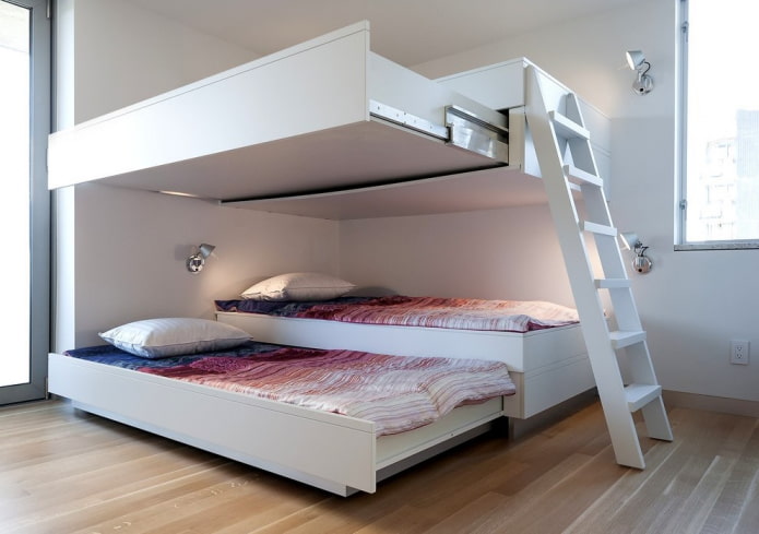 cama empotrada en la habitación de los niños