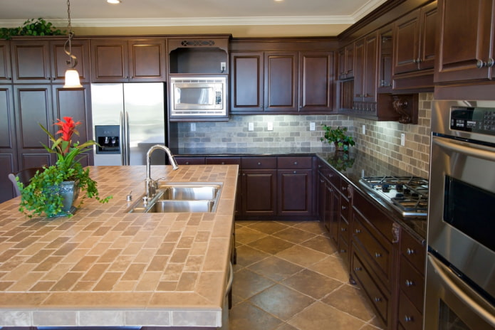 beige tile countertop sa interior