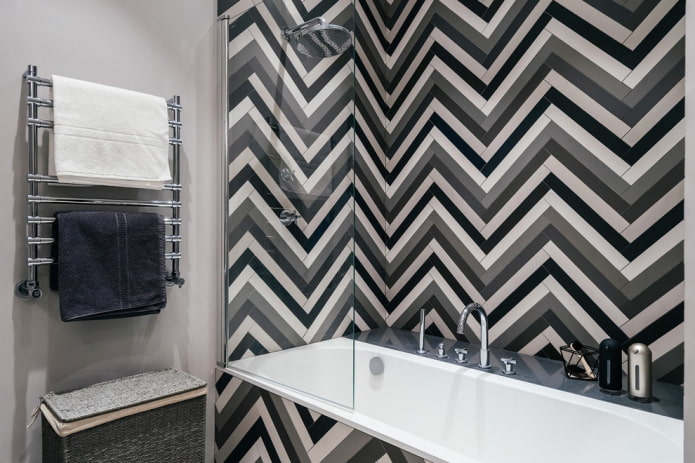 herringbone tile sa banyo