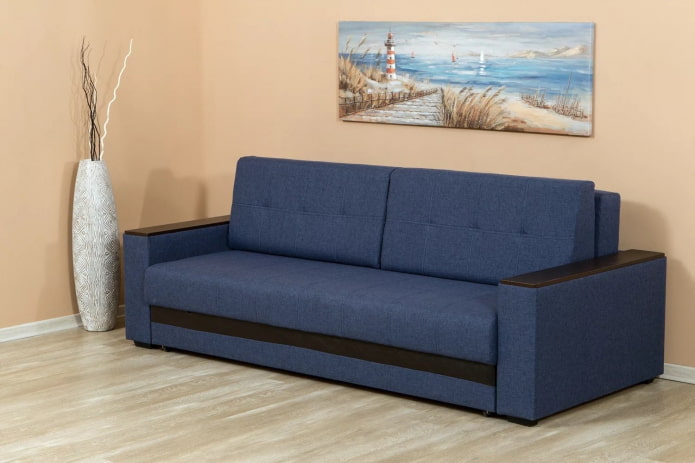 sofa euro-book na bughaw sa interior