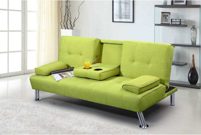 sofa-book na berde sa interior