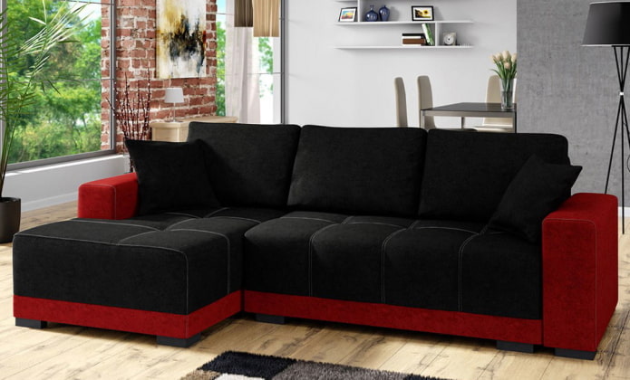 sofa negro y rojo