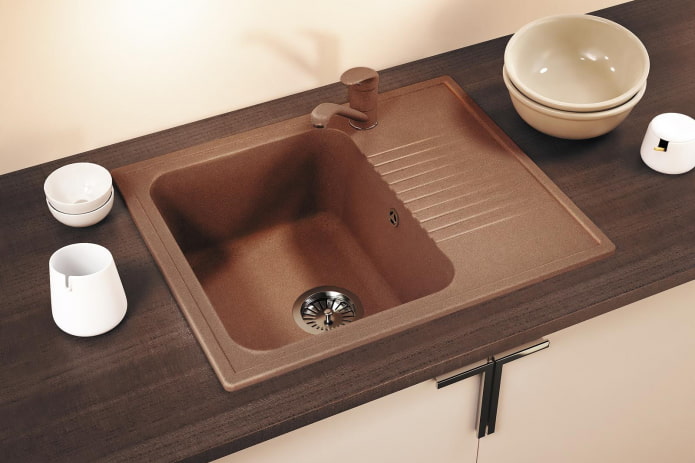 terracotta sink na gawa sa artipisyal na bato sa interior