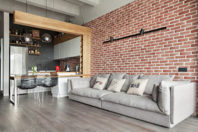 baldosas de yeso en un interior estilo loft