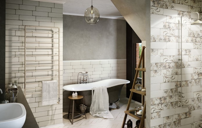 azulejos en el interior del baño al estilo shabby chic