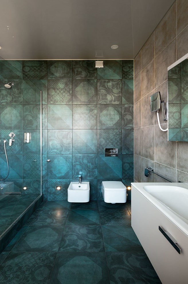 Azulejos mate en el interior del baño.