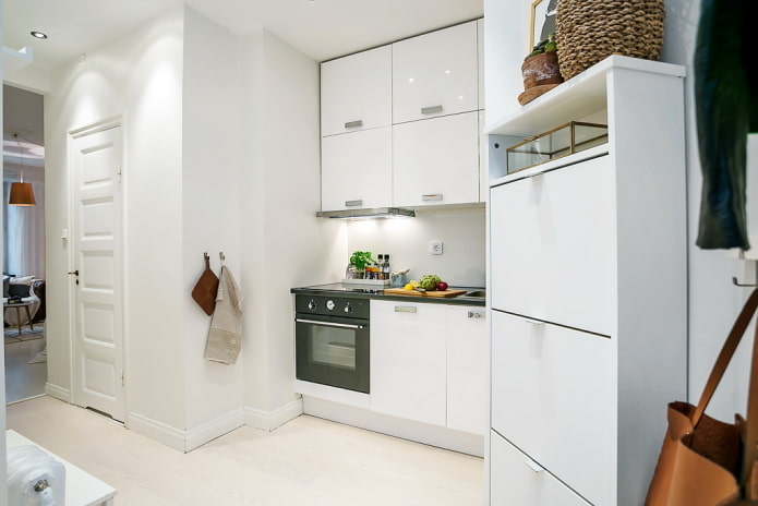 Cocina en el interior de un apartamento tipo estudio.