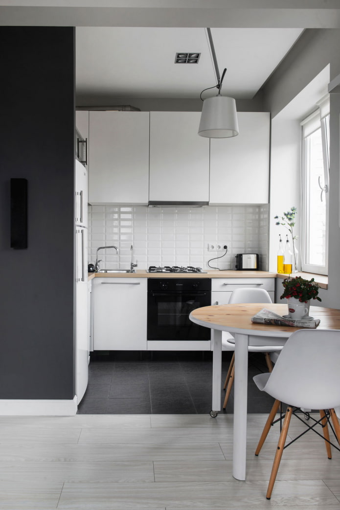 área de cocina en el interior de un apartamento tipo estudio