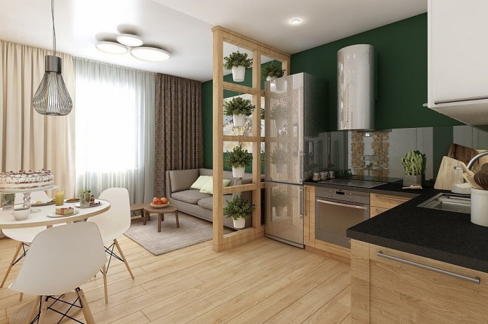 interior de apartamento estudio de estilo ecológico