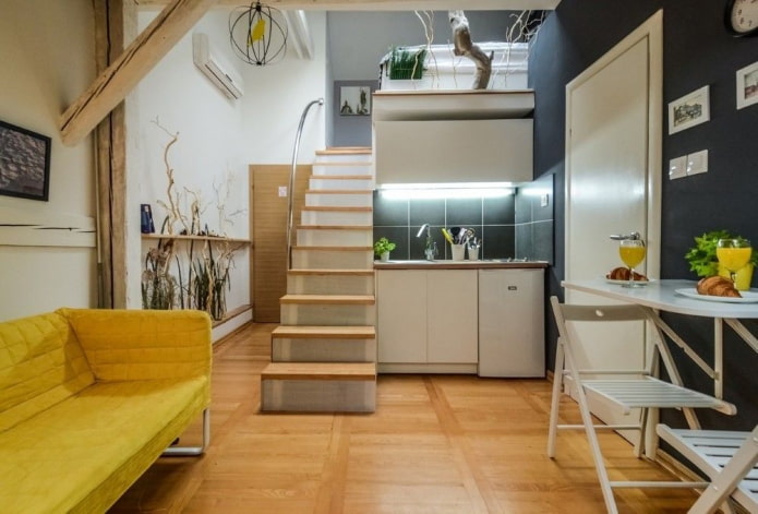 diseño interior de un apartamento tipo estudio