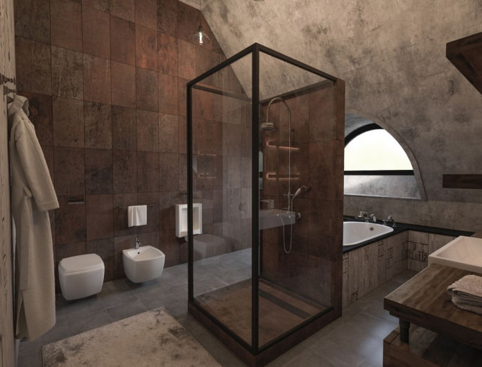 diseño de baño estilo loft