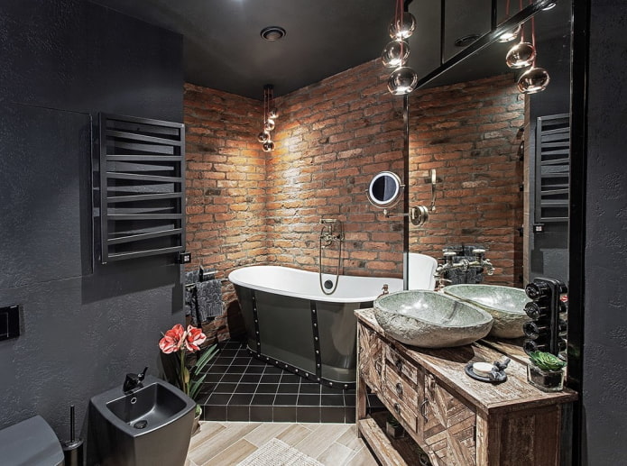 decoración de baño estilo loft