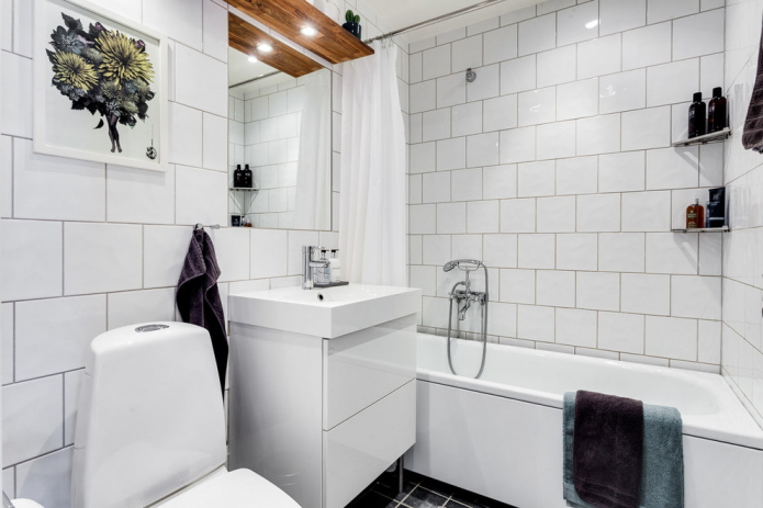 Diseño de interiores de baño en colores blancos.