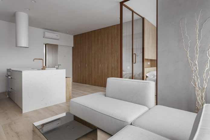 apartment ng 40 mga parisukat sa estilo ng minimalism