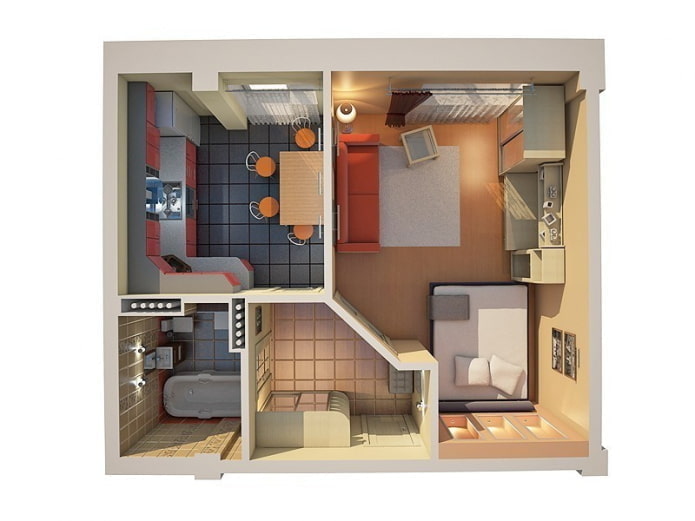 ang layout ng apartment ay 40 parisukat