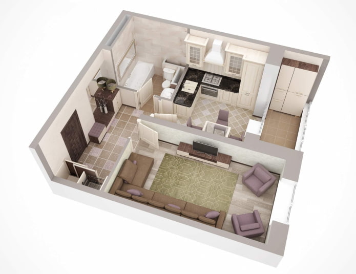 ang layout ng apartment ay 40 parisukat