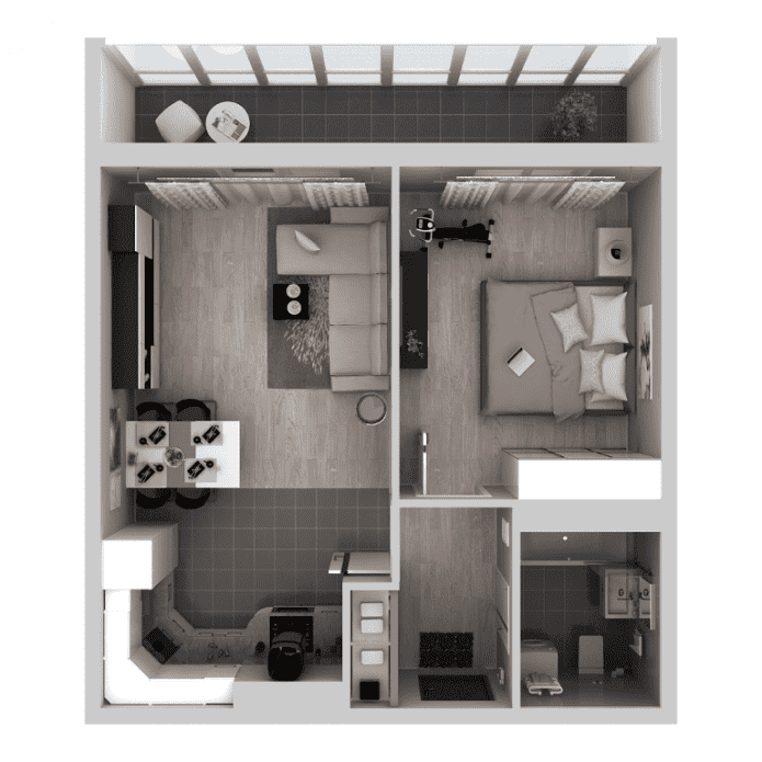 distribución del apartamento 36 plazas