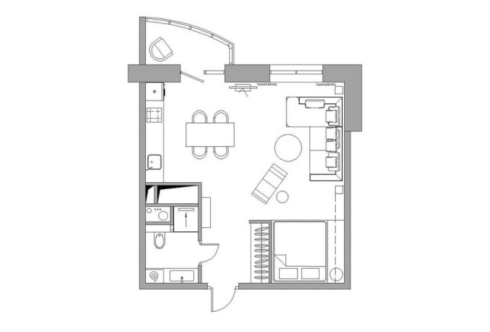 layout ng apartment 36 mga parisukat