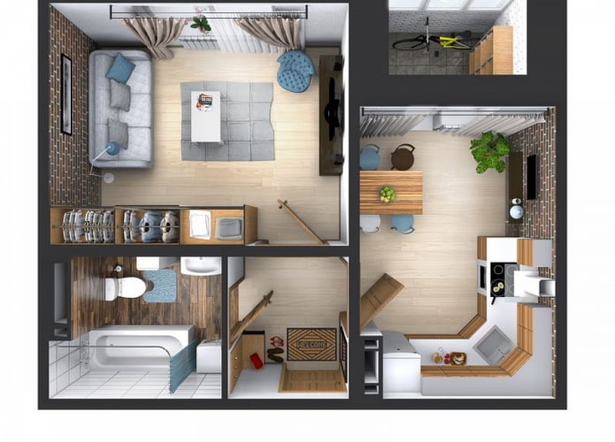 layout ng apartment 36 mga parisukat