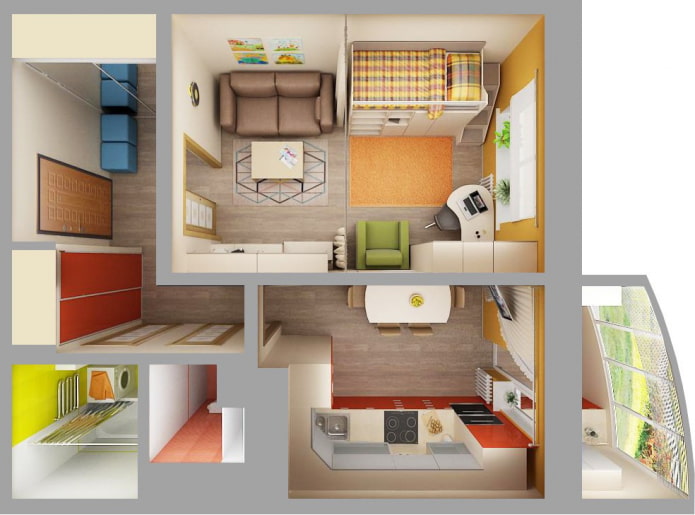 El diseño del apartamento es de 35 metros cuadrados. metro.