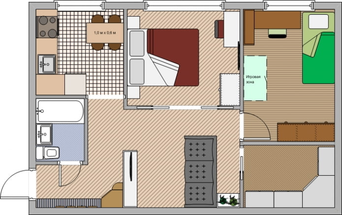 El diseño del apartamento es de 45 metros cuadrados. metro.