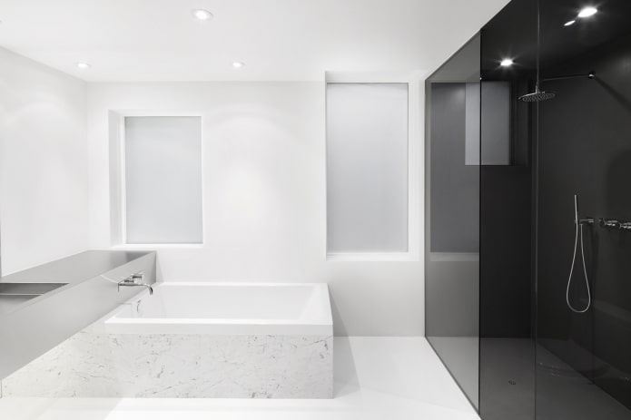 baño en colores blancos al estilo del minimalismo