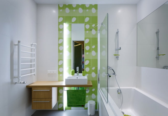 Diseño de interiores de baño en colores blancos.