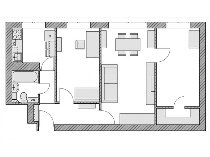 Diseño de Jruschov 60 metros cuadrados.