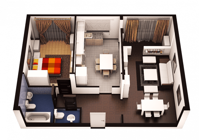 layout ng apartment 70 mga parisukat