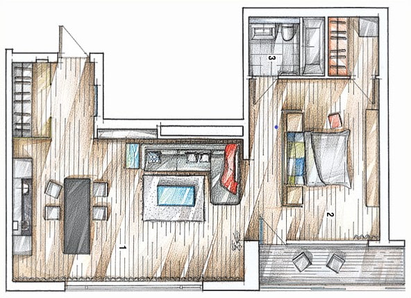 distribución del apartamento 70 plazas