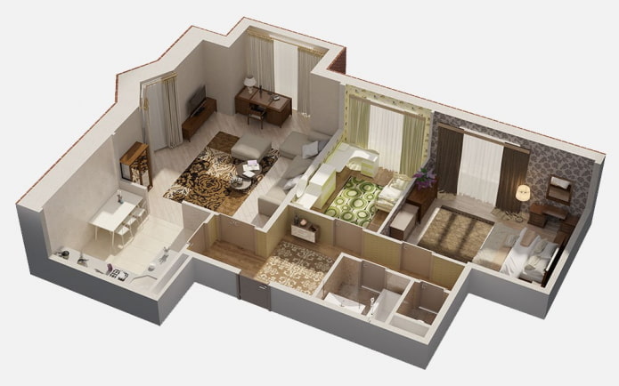 layout ng isang apartment ng 100 mga parisukat