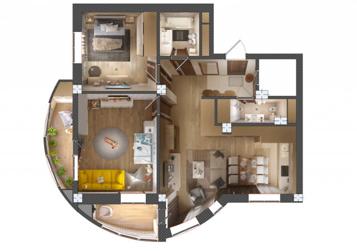 layout ng isang apartment ng 100 mga parisukat