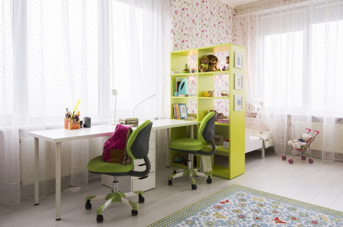 zonificación del dormitorio para dos niñas