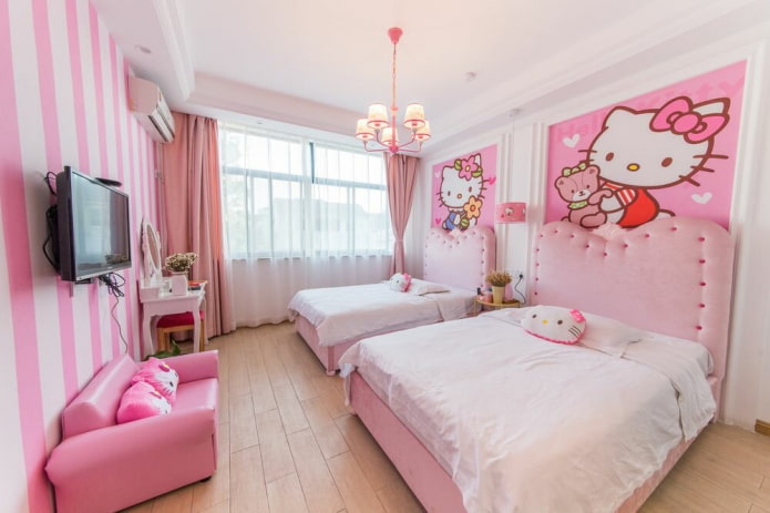 diseño de dormitorio para dos niñas en edad preescolar