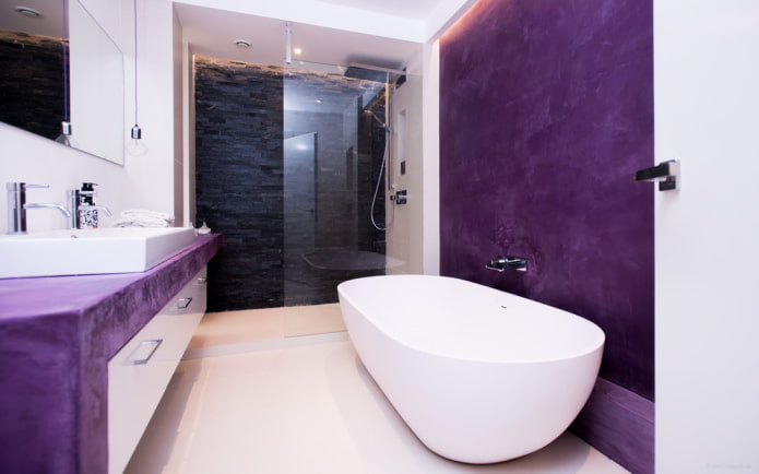 baño blanco y morado