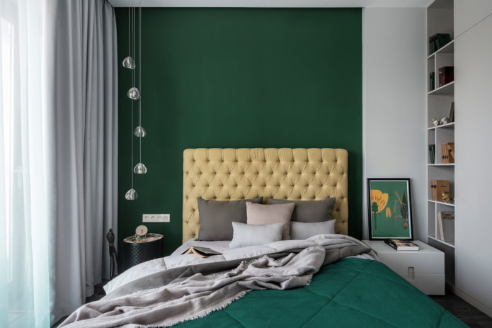 decorando el dormitorio en colores verdes