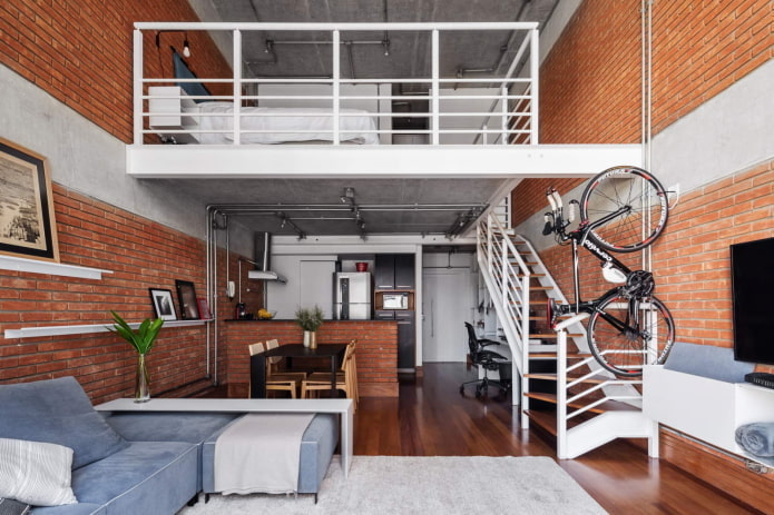 interior de apartamento con literas estilo loft