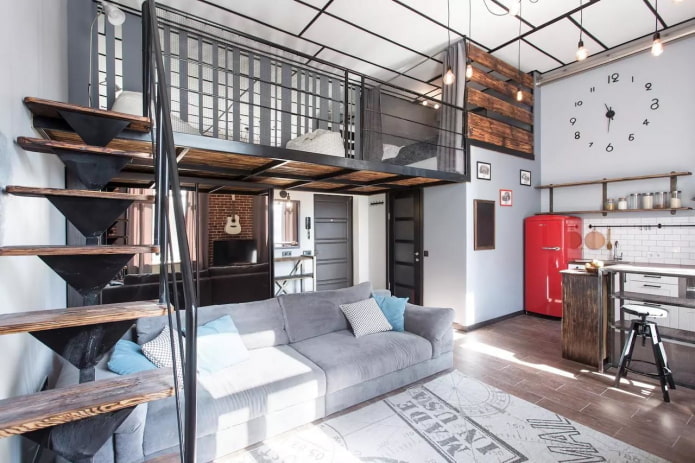 interior de apartamento con literas estilo loft