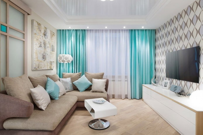 panloob na sala sa turquoise beige shade