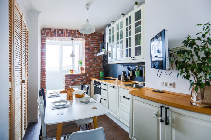 diseño de interiores de una cocina estrecha