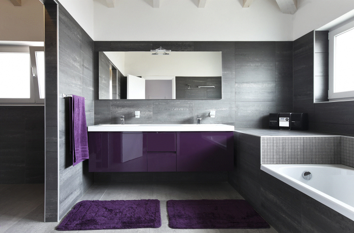 diseño de interiores en tonos gris-violeta