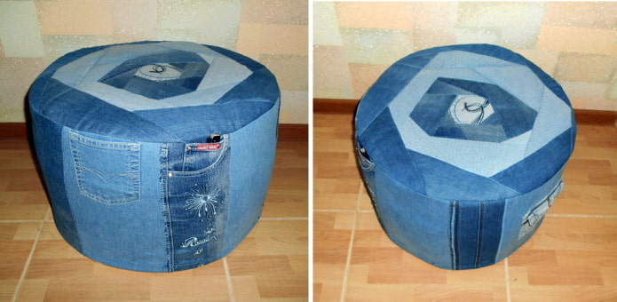 old jeans pouf