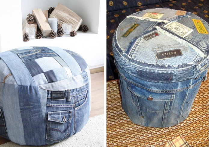 denim pouf