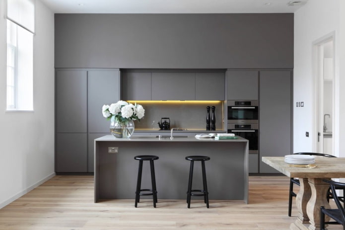 Minimalismo en una cocina gris