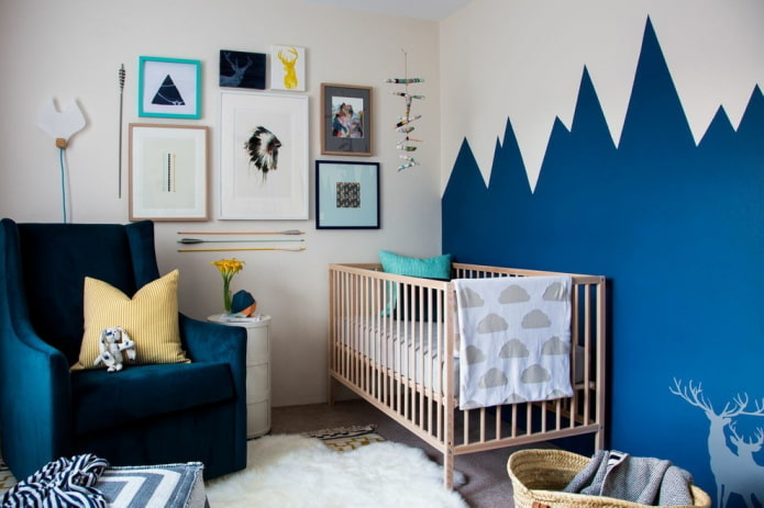 loob ng isang nursery para sa isang bagong panganak sa isang nordic style