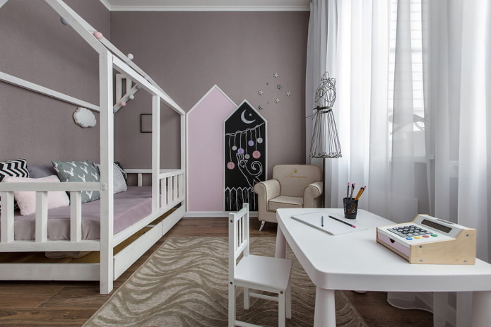 interior de una guardería para niña en estilo nórdico