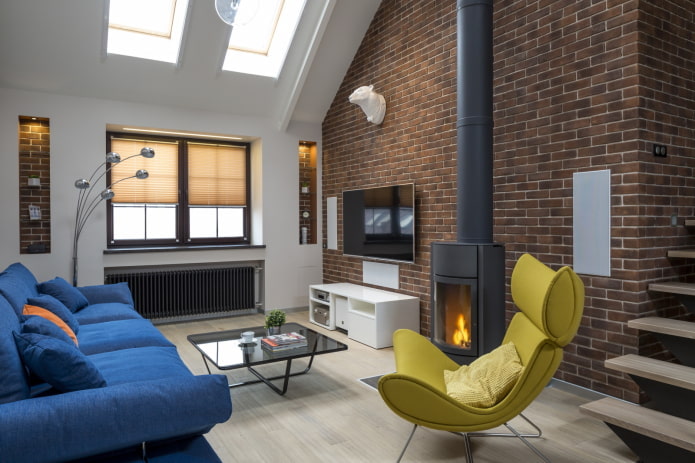 Loft en el salón de una casa de campo