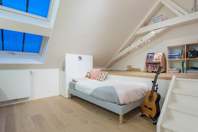 interior de la habitación de un adolescente en un estilo loft